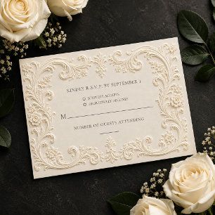 Tarjeta de RSVP de Boda Barroca Floral Elegante
