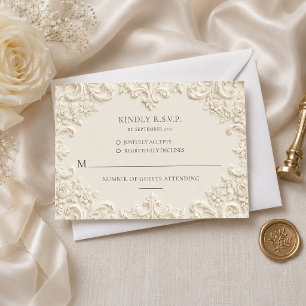 Tarjeta de RSVP de boda barroca vintage elegante