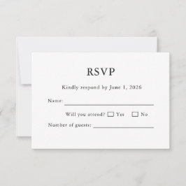 Tarjeta de RSVP de Boda Blanca Minimalista Editabl