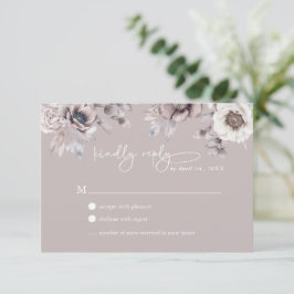Tarjeta de RSVP de boda Boho Beige y Mauve Polvori