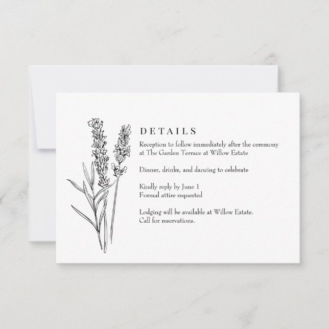 Tarjeta de RSVP de Boda Boho de Flor Silvestre Ele (Anverso)