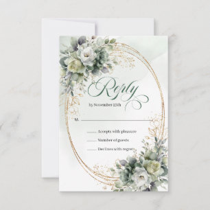 Tarjeta de RSVP de boda Boho Dusty Green Eucalyptu