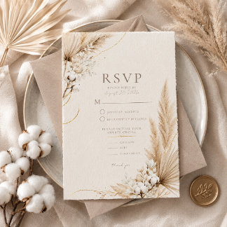 Tarjeta de RSVP de Boda Boho Elegancia de Pampas N
