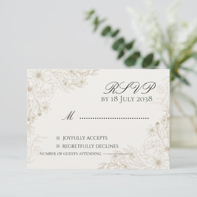 Tarjeta de RSVP de Boda Boho Flor Silvestre  (Anverso de pie)