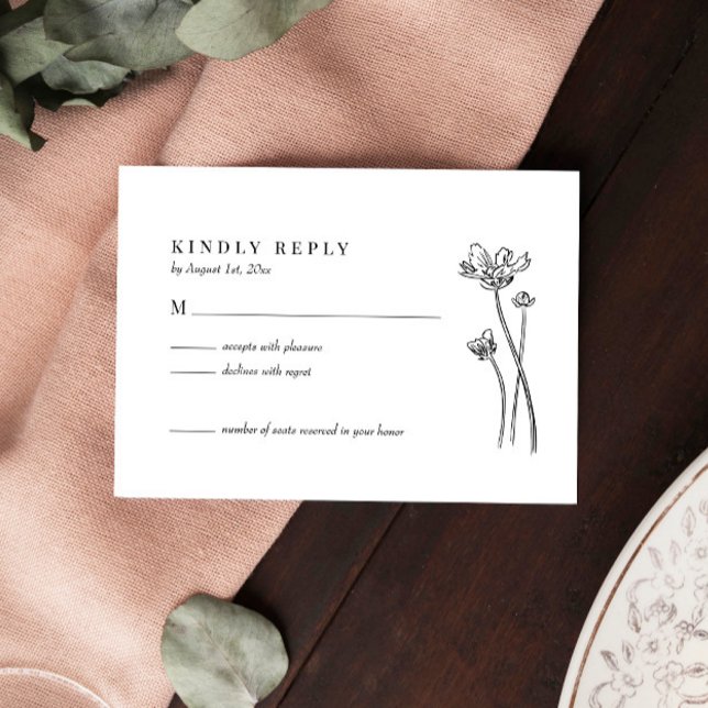 Tarjeta de RSVP de Boda Boho Flor Silvestre Elegan (Subido por el creador)