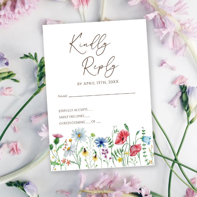 Tarjeta de RSVP de Boda Boho Flores Silvestres (Subido por el creador)