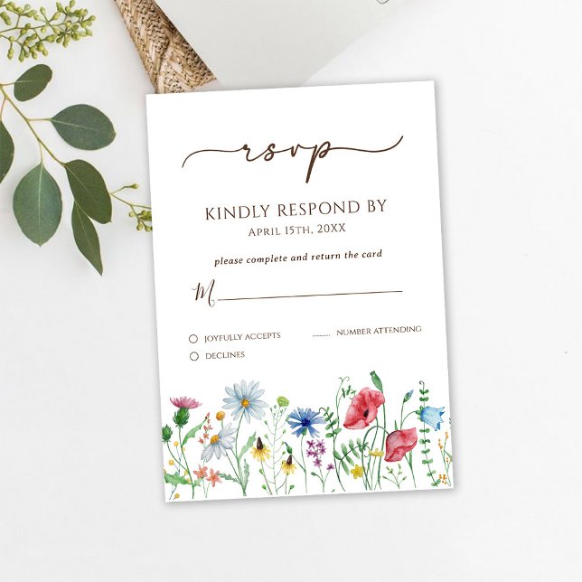 Tarjeta de RSVP de Boda Boho Flores Silvestres (Subido por el creador)