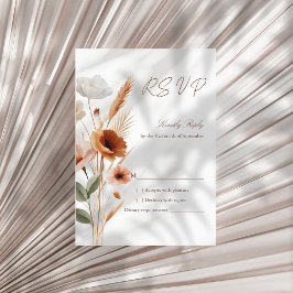 Tarjeta de RSVP de Boda Boho Flores Silvestres Ter