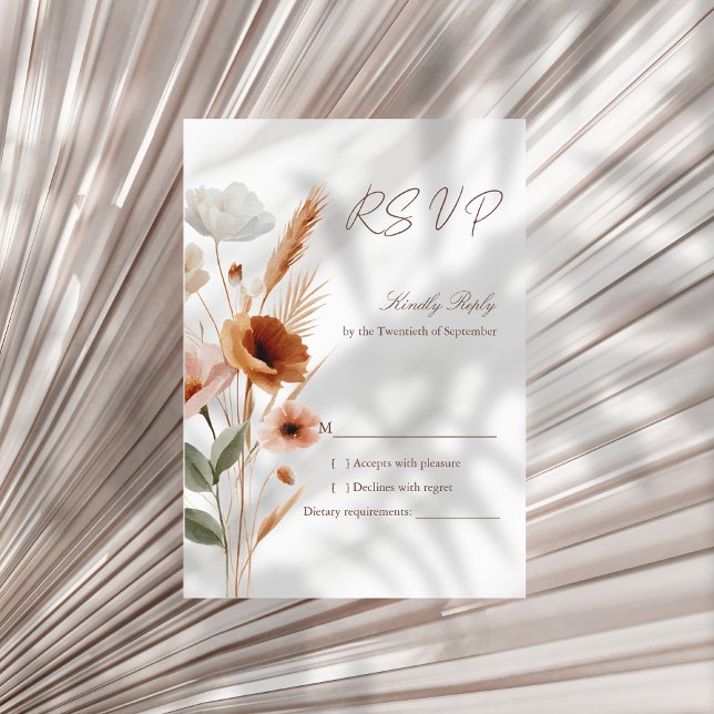 Tarjeta de RSVP de Boda Boho Flores Silvestres Ter (Subido por el creador)