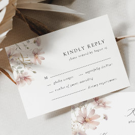 Tarjeta de RSVP de boda boho minimalista con flor