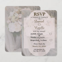 Tarjeta de RSVP de boda boho neutral editable