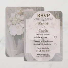 Tarjeta de RSVP de boda boho neutral editable