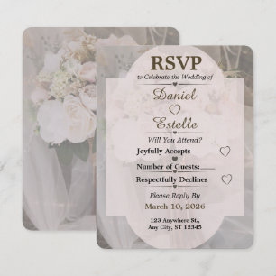 Tarjeta de RSVP de boda boho neutral editable