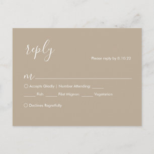 Tarjeta de RSVP de boda boho, opciones de comida