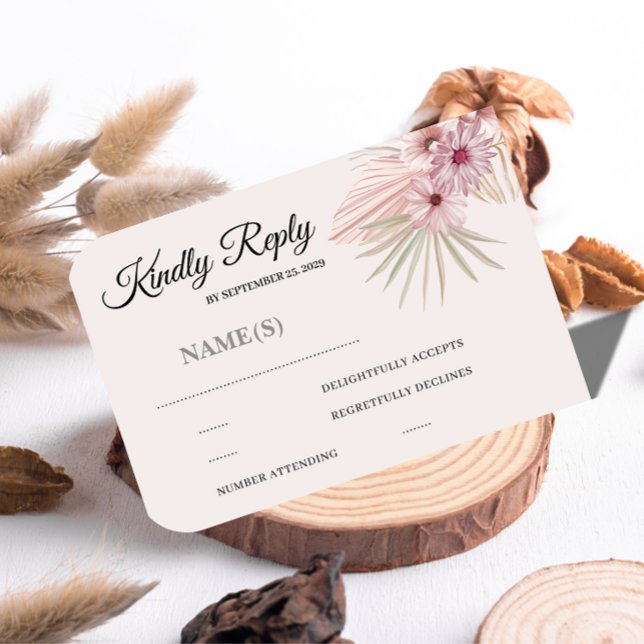 Tarjeta de RSVP de boda botánica boho neutral (Subido por el creador)