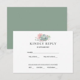 Tarjeta de RSVP de boda botánica de suculentas con
