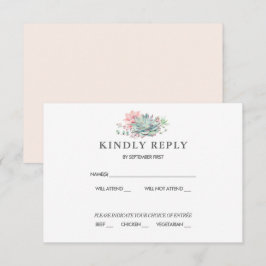 Tarjeta de RSVP de boda botánica de suculentas con