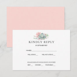 Tarjeta de RSVP de boda botánica de suculentas en