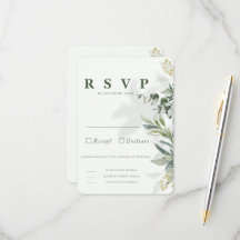 Tarjeta de RSVP de boda botánica moderna orgánica
