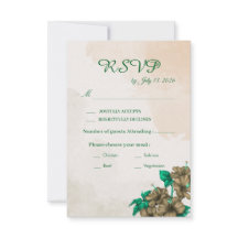 Tarjeta de RSVP de boda botánica verde