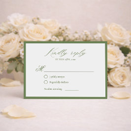 Tarjeta de RSVP de boda botánica verde salvia eleg