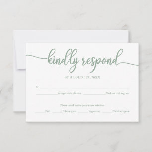 Tarjeta de RSVP de Boda Caligrafía Verde Salvia