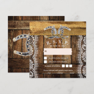 Tarjeta de RSVP de boda campestre rústica occident