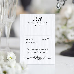 Tarjeta de RSVP de boda caprichosa dibujada a mano