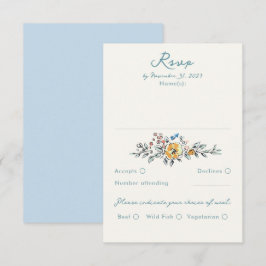 Tarjeta de RSVP de boda caprichosa dibujada a mano