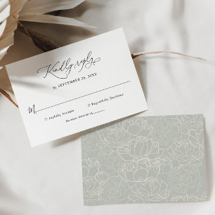 Tarjeta de RSVP de boda clásica en blanco y negro