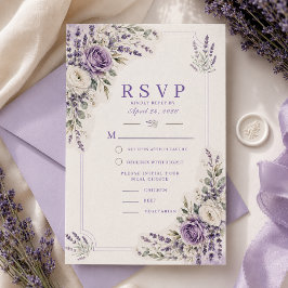 Tarjeta de RSVP de boda con acuarela de lavanda