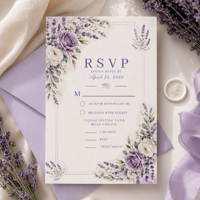Tarjeta de RSVP de boda con acuarela de lavanda (Subido por el creador)