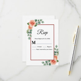 Tarjeta de RSVP de boda con acuarela de rosa meloc