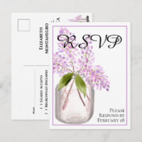 Tarjeta de RSVP de boda con acuarela rústica de li