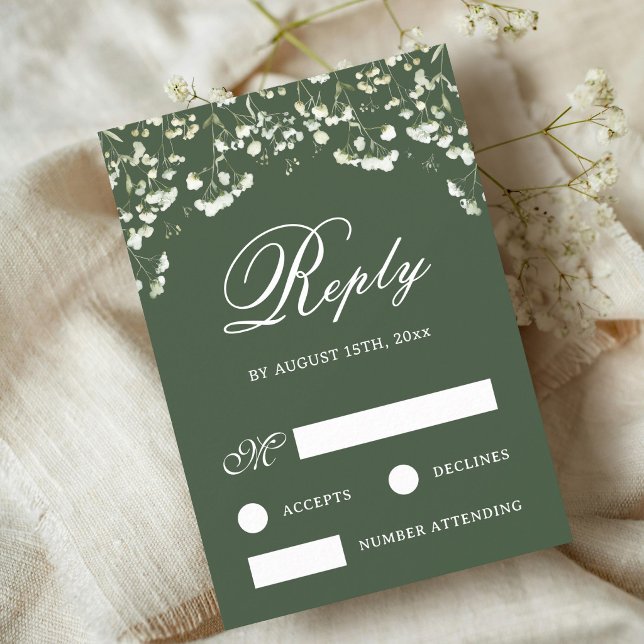 Tarjeta de RSVP de boda con Aliento de Bebé sobre  (Subido por el creador)
