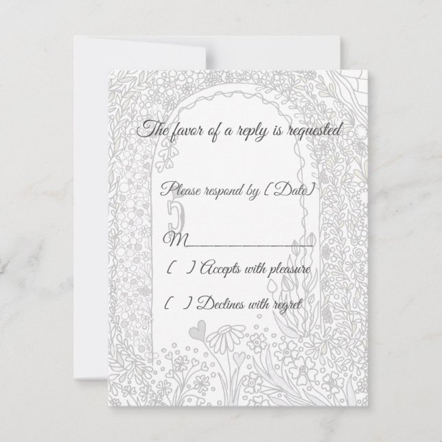 Tarjeta de RSVP de Boda con Arco de Jardín Floral  (Anverso)