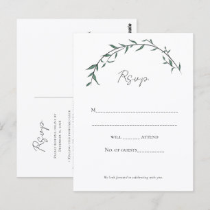 Tarjeta de RSVP de boda con arco de sauce de verde