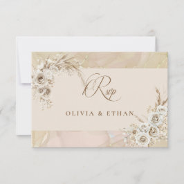Tarjeta de RSVP de boda con arco floral boho blanc