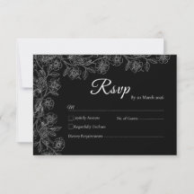 Tarjeta de RSVP de boda con arte de línea floral e