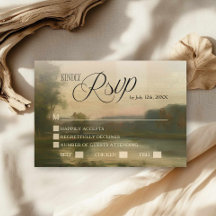 Tarjeta de RSVP de boda con arte de paisaje elegan