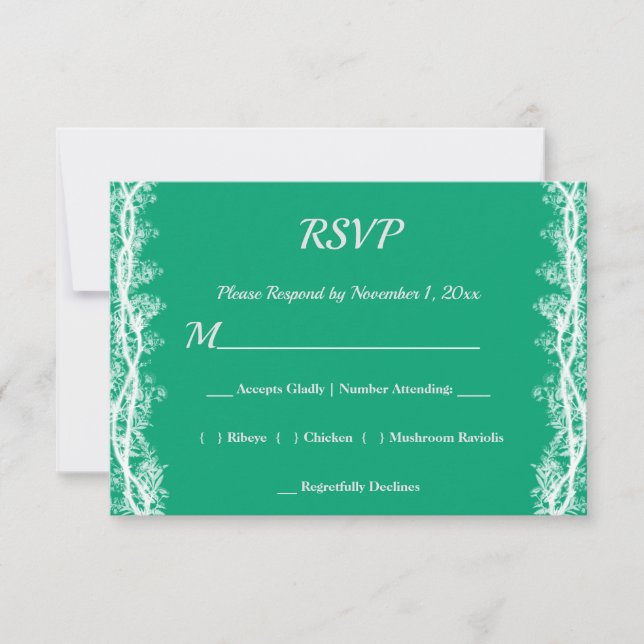 Tarjeta de RSVP de boda con borde botánico blanco  (Anverso)