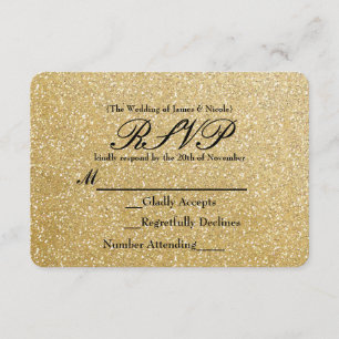 Tarjeta de RSVP de boda con brillo de lentejuelas 