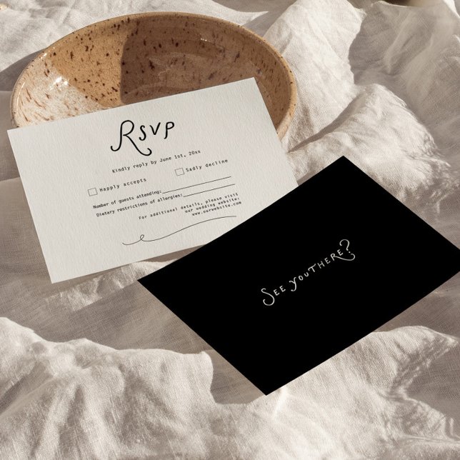 Tarjeta de RSVP de Boda con Caligrafía Caprichosa  (Whimsical Calligraphy Wedding RSVP Card Minimalist)