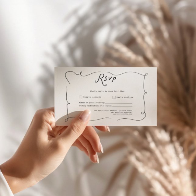 Tarjeta de RSVP de Boda con Caligrafía Caprichosa (whimiscal RSVP card)