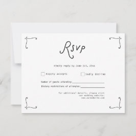 Tarjeta de RSVP de Boda con Caligrafía Caprichosa