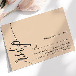 Tarjeta de RSVP de boda con caligrafía elegante de