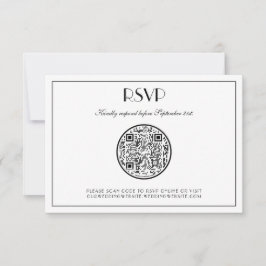 Tarjeta de RSVP de boda con código QR arte deco el