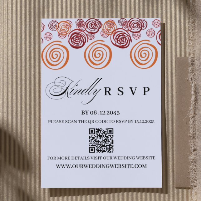 Tarjeta de RSVP de boda con código QR de forma afr (Subido por el creador)