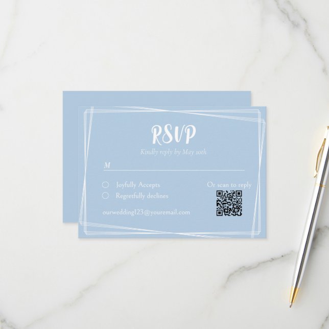 Tarjeta de RSVP de boda con código QR de guión ele (Anverso/Reverso In Situ)