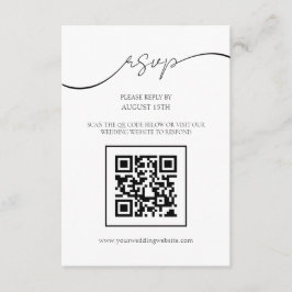 Tarjeta de RSVP de boda con código QR de letra ele